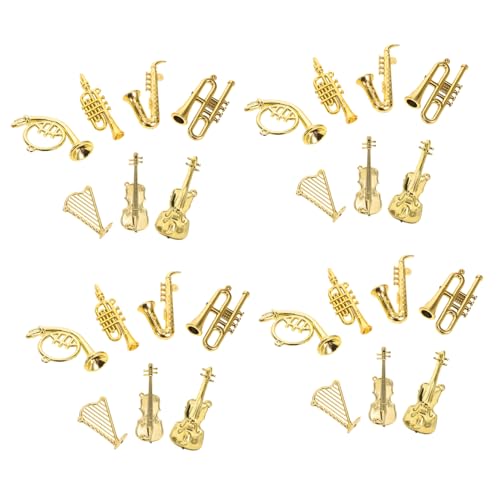 HEMOTON 35 Stück Teiliges Mini musikinstrumente Set mit Miniatur Trompete Flöte für Puppenhäuser und Weihnachtsbaumdeko Detailreiche Miniaturfiguren Platzsparend Pädagogisch und von HEMOTON