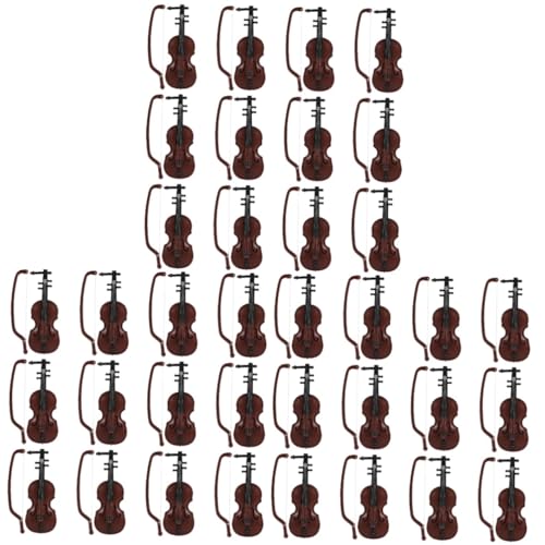 HEMOTON 36 Sätze Mini-Geige Miniatur-Geige Musik Dekor Tischdekoration Holzspielzeug Desktop-Dekoration Mini-Spielzeug Weihnachtsgeige Schmücken Weihnachten Puppenhaus Plastik Kleine Dinge von HEMOTON