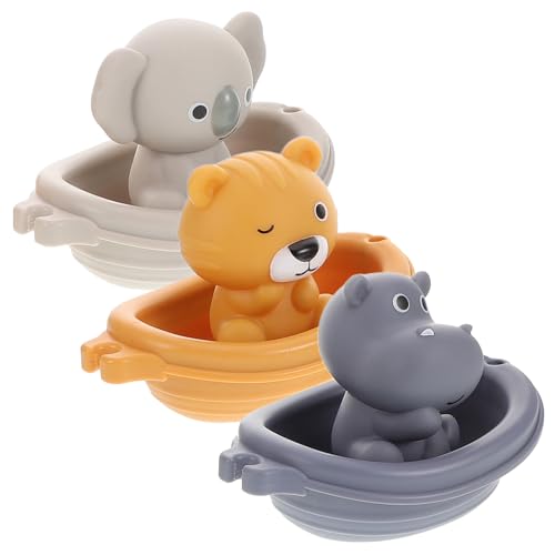 HEMOTON 3Satz Teiliges Badewannenspielzeug Schwimmende Boote mit Tier Handpuppen aus Weichem für Junge Mädchen Sicheres Leuchtendes Badspielzeug von HEMOTON