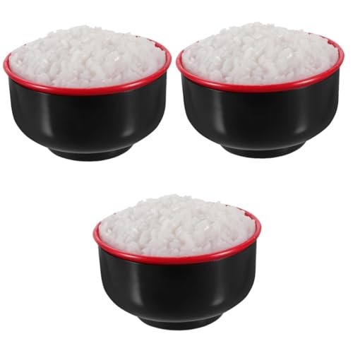 HEMOTON 3St Simulierter Reis Spielzeug Essen Modelle gefälschtes Dekor aus gekochtem Reis Fotografie-Requisiten Wohnkultur Haushalt Lebensmittel Ornamente Dekorationen weiße Schale PVC von HEMOTON