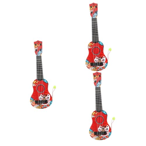 HEMOTON 3St Ukulele für Kinder Spielzeug für Kleinkinder Spielzeuge Ukulele für die Schule Früherziehung Ukulele Kann Spielen Gitarre Saiteninstrument Musikinstrument Modell Plastik rot von HEMOTON
