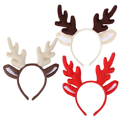 HEMOTON 3St Weihnachtsgeweih Stirnband Roter Stirnband Hirschhaarband Weihnachtshirsch weihnachtsparty accessoires weihnachtsassesoires Weihnachtsstirnbänder Weihnachts-Haarschmuck Stoff von HEMOTON