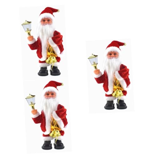 HEMOTON 3St Weihnachtsmann-Ornament tanzendes Weihnachtsmann-Spielzeug Weihnachtsspielzeug Spielzeuge weihnachtliches animiertes Spielzeug weihnachtsmusik Spielzeug elektrisch Puppe rot von HEMOTON
