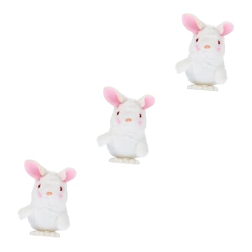 HEMOTON 3St kleine weiße Kaninchenpuppe Party Spielzeug für Kinder kinderspielzeug Osterhase Laufkaninchenspielzeug Plüschfigur Spielzeug Körbe Plüschkaninchen Aufziehspielzeug für Kinder von HEMOTON