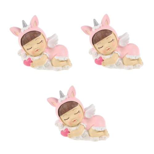 HEMOTON 3St schlafender Engel Tortenaufsatz für Mädchen bezaubernde Paarfiguren Kuchendeckel geburtstagskuchen deko kuchen dekoration Minifiguren Tortenaufsatz für die Babyparty Harz Rosa von HEMOTON