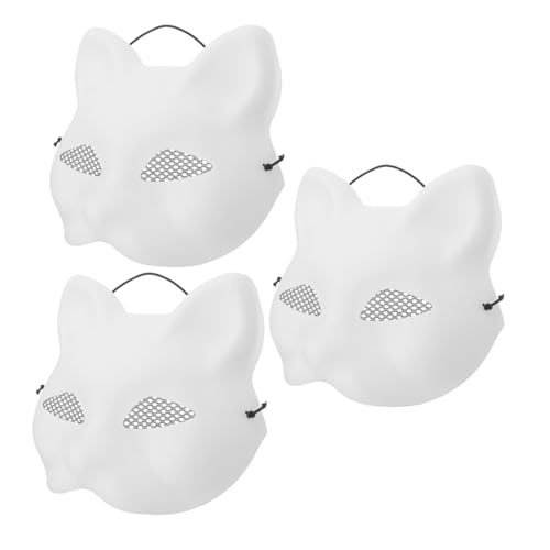 HEMOTON 3pcs Fuchs Maske Bausatz Maskerade Katzenmasken Wolf Tanzmaske Fuchsmaske Faschingsmasken Basteln Zahnradmaske Tiermasken Schwarze Maske Pfoten Gesicht Abdeckung Weiß Pvc von HEMOTON