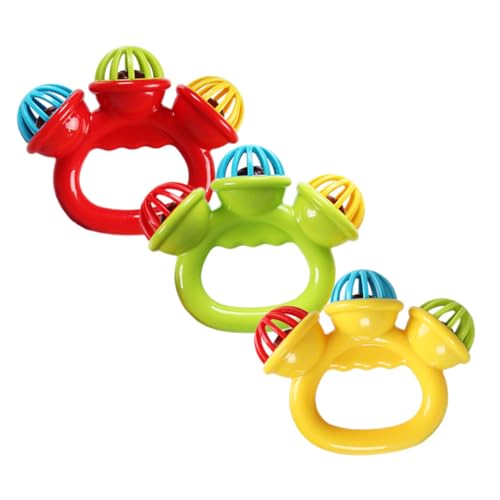 HEMOTON 3st Beruhigende Spielsachen Weihnachtsglocken Musikinstrument-Spielzeug Tamburin-Spielzeug Geräuscherzeugende Rasseln Spielzeug Lärmmacher Hand Baby Plastik Shake Kind Tambourin von HEMOTON