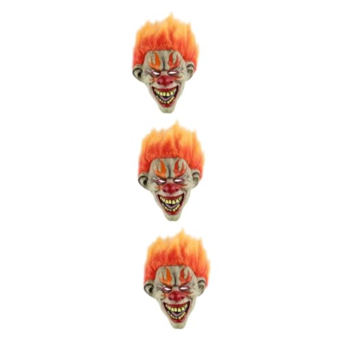 HEMOTON 3St Clown-Maske halloween masken halloweenmaske gruselmasken karnevalsmasken monstrous Horror-Maske Horror-Zombie-Maske Gruselige Halloween-Masken gruselige Masken Flamme Perücke von HEMOTON
