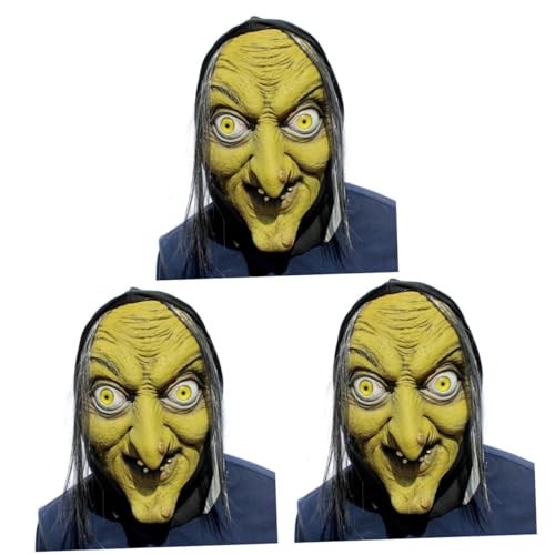 HEMOTON 3st Hexenmaske Mit Grünem Gesicht Gruselige Maske Grüne Maskerade-maske Böse Maske Kostüm Zubehör Hässliche Maske Beängstigend Latexmaske Kopfbedeckung Abschlussball von HEMOTON