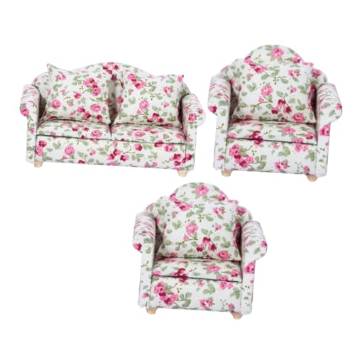 HEMOTON 3st Mini-Sofa Im Europäischen Stil Mini-hausaccessoire Winzige Hausmöbel Kleines Sofa Fotorequisite Mini- - Puppencouch Mini-hauspuppensofa Puppenmöbel Walnussholz Colorful von HEMOTON