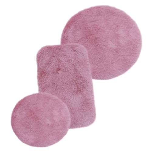 HEMOTON 3st Puppenhaus Teppich Mini-haushandwerk Mini-Dekoration Miniatur-teppichdekor Kleine Hausdekoration Mikro-landschaftsverzierungen Spielhaus Teppichdekor Mini-Teppich Rosa Plüsch von HEMOTON
