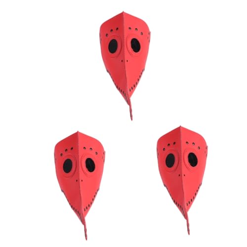 HEMOTON 3St Schnabelmaske Halloween-Accessoires Steampunk-Dekor Halloween-Maske Maske für Karneval leichte Maske einzigartig Zubehör Material Kleidung schmücken PU- und Harzlinsen rot von HEMOTON