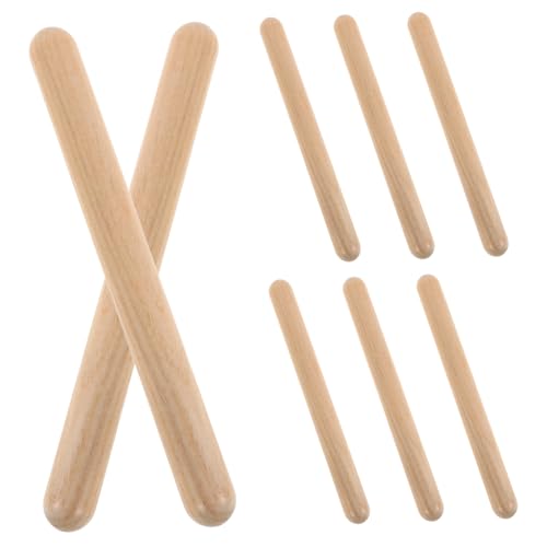 HEMOTON 4 Paar Natürliche Holz Rhythmus Sticks Kinder Musical Instrumente Spielzeug Pädagogisches Musik Sticks von HEMOTON