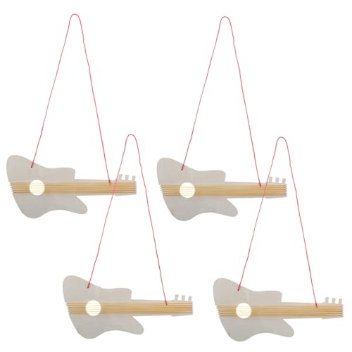HEMOTON Ergonomische Holzgitarre Für Kinder - 4 Sets Musikspielzeug Unbemalte Gitarre Zum Bemalen von HEMOTON