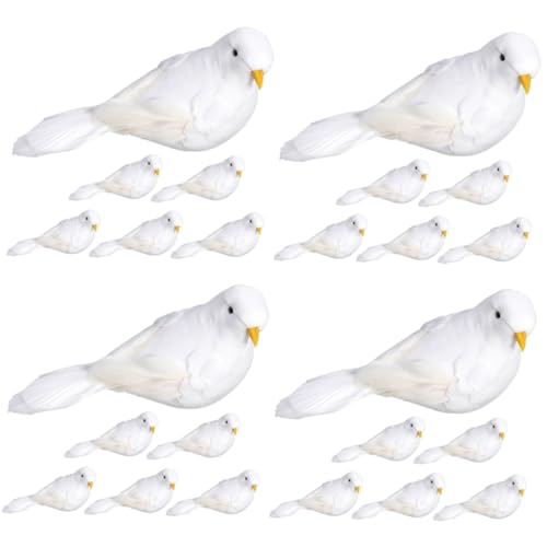 HEMOTON 4 Sätze Simulierte Kleine Weiße Taube Ornamente Vogel- Vogelspielzeug Simulationsvogel Vogelschmuck Taube Skulptur Realistische Vogelfiguren Simulation Taube Feder 6 Stück * 4 von HEMOTON