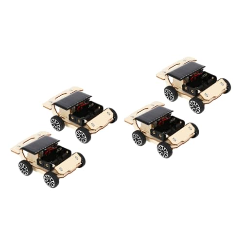 HEMOTON 4 Sätze Solarauto Autospielzeug zusammenbauen Holzspielzeug drahtloses Auto Kinderspielzeug Autos Spielzeug Automodellbausatz Modellauto-Kit Handbuch Suite Spielzeugauto hölzern von HEMOTON