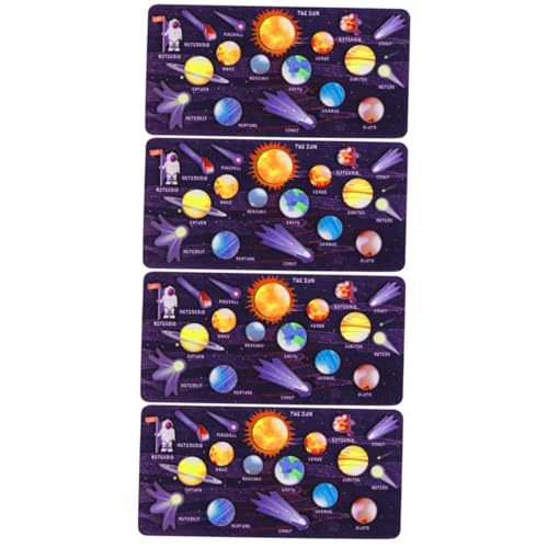 HEMOTON 4 Sätze Sonnensystem-Puzzle Solarplaneten-Rätsel Bodenrätsel des Sonnensystems Modelle Spielzeuge Modell des Sonnensystems Spielzeug für Kinder hölzern Pairing-Board Kleinkind von HEMOTON