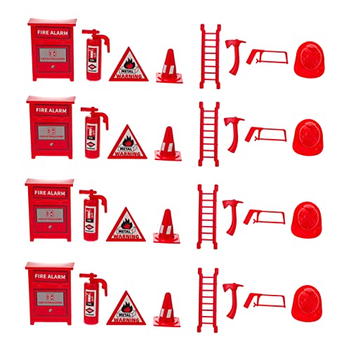 HEMOTON 4 Sets Mini Feuerwerkzeug Mini Bekleidung Feuerlöscher Kinderkleidung Kinderspielzeug Feuerlöscher Set Lehrspielzeug Feuerleiter Feuerlöscher Roter Kunststoff von HEMOTON