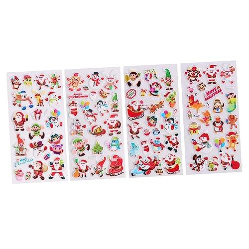 HEMOTON 4 Stück 3D-Stereo-Weihnachtsblasen-Aufkleber Aufkleber Stickers for Aufkleber für -Aufkleber wandstickers Weihnachtsaufkleber Schneemann-Aufkleber Schaum von HEMOTON