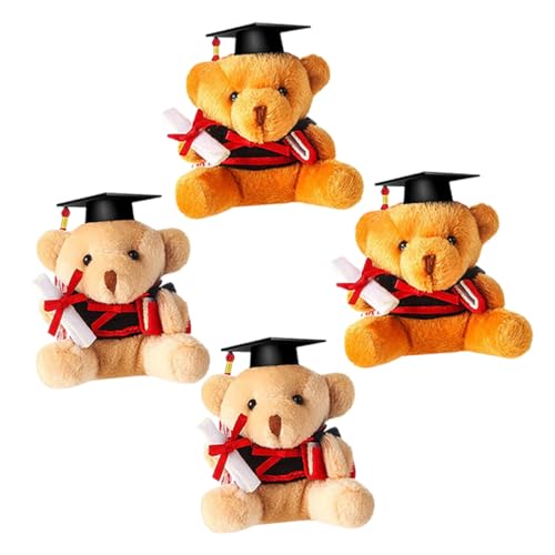 HEMOTON 4 Stück Bärengeschenkpuppe Weiche, Flauschige Puppe Abschluss Ausgestopfter Bär Abschlussgeschenk Party-abschlussbär Abschlussbären Kleine Bärenpuppe Abschluss Bär Plüsch von HEMOTON