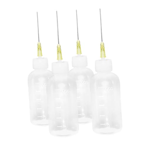 HEMOTON 4 Stück Dosierflasche Schienen Mini-kleberflaschen Nadelapplikatorflasche Kleber Flaschen Nähmaschinenölflasche Flaschen Mit Nadelverschluss Reptilienkleber Bahngleis Weiß Plastik von HEMOTON