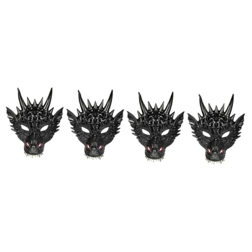 HEMOTON 4 Stück Drachenmaske halloween masken halloweenmaske Dinosaurier-Partymasken Gruselige Tiermasken kleidung Halloween-Drachenkopfmaske Drachenkopf Maske Abschlussball bilden Kind Pu von HEMOTON