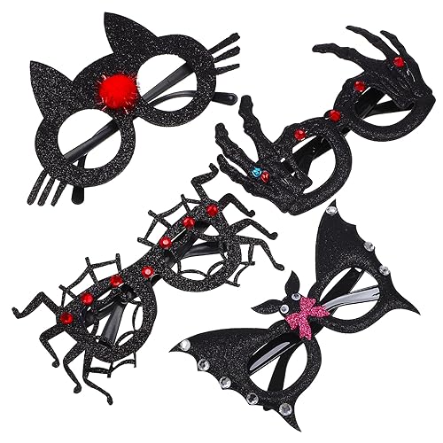 HEMOTON 4 Stück Halloween Brillen Festival Requisitenbrillen Glitzernde Urlaubsbrillen Kostüme Brillen Fledermaus Cosplay Brillen Dekoartikel Dekorationen Partyzubehör Halloween von HEMOTON