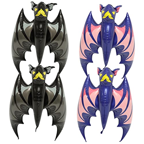 HEMOTON 4 Stück Halloween Fledermaus Folienballons Aluminiumfolie Dekoration für Gruselige Partys Schwarz Dunkelblau für Halloween Events und Kinderfeiern von HEMOTON