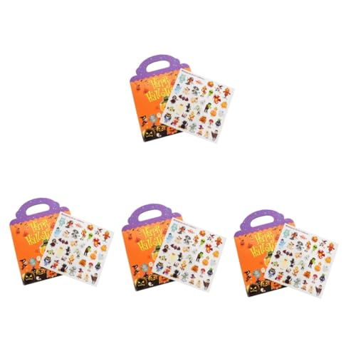 HEMOTON 4 Stück Halloween Stickerbuch mit Festival Motiven Pädagogische DIY Aufkleber Tragbar mit Praktischem Griff Fördert Kreativität und Lernen für Jahren von HEMOTON