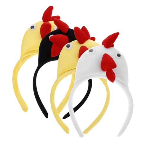 HEMOTON 4 Stück Halloween Tier Stirnbänder Hahn Huhn Cosplay Hut Hühner Haarband Hühnerhut Hühner Hühner Stirnband Hühner Haar Accessoires Hahnenschnabel Nasenmaske von HEMOTON