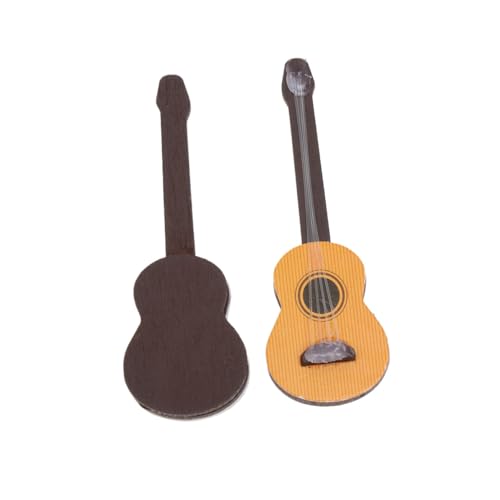 HEMOTON 4 Stück Miniatur-Gitarrenfiguren Miniatur-Musikgitarre Modelle Miniaturgitarre musikinstrumente Musical Instruments Statue Puppenhaus Mini-Gitarre aus Holz Desktop-Holzminiaturen von HEMOTON