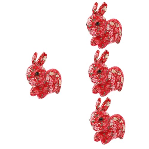 HEMOTON 4 Stück Jahr des Hasen-Maskottchens Hasen Kuscheltier hasenpuppe Haushaltsdekoration Kaninchenspielzeug Spielzeuge Wohnkultur Hasen-Ornamente Dekoration Schreibtisch schmücken von HEMOTON