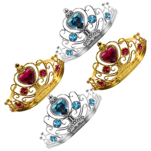 HEMOTON 4 Stück Kindergeburtstagskrone mit Glitzer Strass Leichte Wiederverwendbare Prinzessinnen Tiara für Mädchen Festliche Kopfbedeckung für Partys Halloween und Zufällige Farbe von HEMOTON