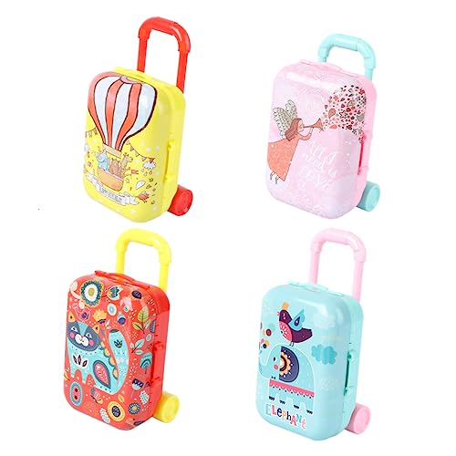 HEMOTON 4 Stück Kinderspielhaus Spielzeugauto Trolley tragbarer Koffer schubkarre kinderwagenschaukler toys Aufbewahrungsbehälter tragbares Kofferspielzeug Weißblech von HEMOTON