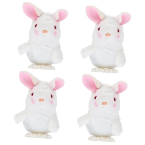 HEMOTON 4 Stück Kleine Weiße Kaninchenpuppe Frühlings-aufziehhase Osterhase Zum Aufziehen Osterkörbchenfüller Hasen Aufziehen Stofftier Kaninchen Körbe Korb Plastik Schüttgut Geschenk von HEMOTON