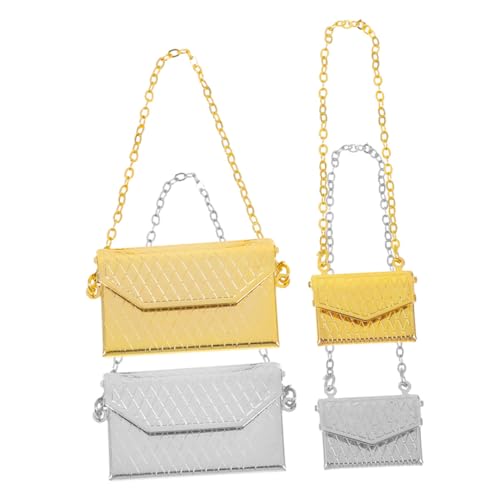 HEMOTON 4 Stück Maßstab Metall Schultertaschen Silber Gold Verschiedene Stylische Puppenzubehör für Kreatives Sammeln von HEMOTON