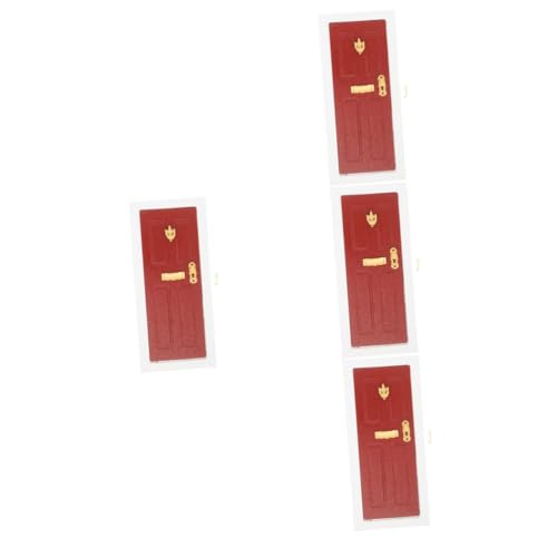 HEMOTON 4 Stück Maßstab Rotes Holz Tür Sicheres Holz und Metallmaterial DIY Puppenhaus Zubehör für Wohnzimmer Schlafzimmer Festliche Miniatur Haustür Ornament HEMOTON 4 Stück Maßstab Rotes Holz Tür Sicheres Holz und Metallmaterial DIY Puppenhaus Zubehör für Wohnzimmer Schlafzimmer Festliche Miniatur Haustür Ornament von HEMOTON