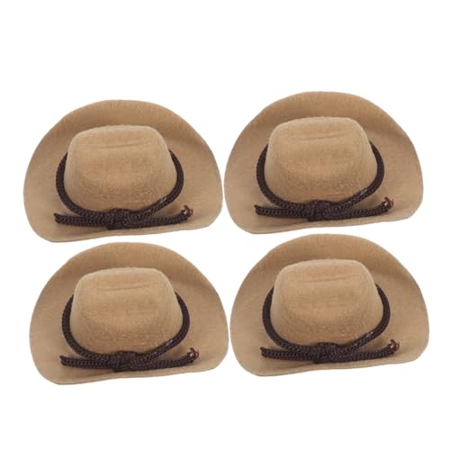 HEMOTON 4 Stück Mini Cowboyhut Western Miniatur Dekoration Winziger Cowboyhut Kuhhut Miniatur Kollektion Winzige Hüte Mini Cowgirlhut von HEMOTON