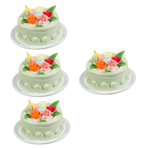 HEMOTON 4 Stück Mini-Cupcakes gefälschte Cupcakes gefälschte Geburtstagstorte Spielzeuge Modelle künstliche Tortenverzierung Puppenhaus-Miniaturen Jahrgang das Gericht Harz von HEMOTON