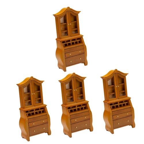 HEMOTON 4 Stück Mini-Puppenhaus Bücherregal Miniaturmöbel und Accessoires Puppenhausmöbel Mini-Möbel hölzern Holzschrank Baby vertikaler Schrank Kind Modell Huanghuali-Holz von HEMOTON
