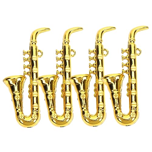 HEMOTON Miniatur-Saxophon-Set 4-teilig Mini-musikinstrumente Saxophon Miniaturmodell Zur Dekoration Realistischer Maßstab Für Die Puppenhausausstellung Zu Hause von HEMOTON