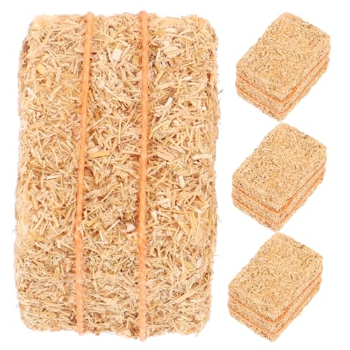 HEMOTON 4 Stück Miniatur Heuballen Dekoration Teilig Natürliche Strohoptik Handliches Mini für Puppenhaus DIY Basteln Erntedankfest und Garten Szene Realistische Mini Heustapel von HEMOTON