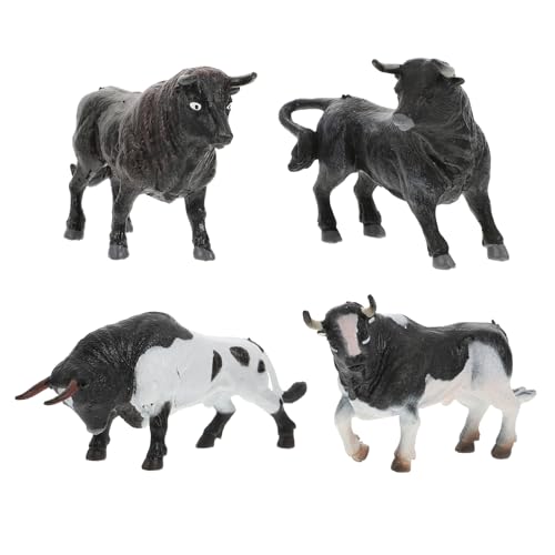 HEMOTON 4 Stück Miniatur-Kühe, simuliert, Tier-Ornamente, für Jungen, Mädchen, Bürodekoration und Lernspielzeug von HEMOTON