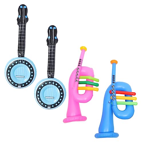 HEMOTON 4 Stücke Aufblasbare Instrumente Banjo Trompete PVC Musik Spielzeug für Jungen und Mädchen Party Favors von HEMOTON