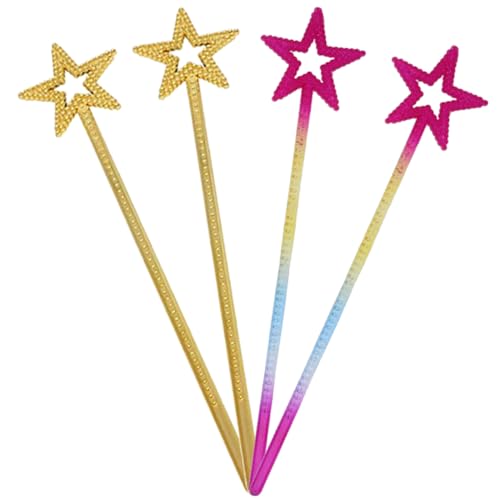 HEMOTON 4 Stück Pentagramm-fee-zauberstab Mädchenkostüm Säuglingskleidung Feenstab Für Mädchen Kostüme Für Mädchen Star-Kleidung Kleidung Zauberstab Für Mädchen Plastik Haarnadel Kind von HEMOTON