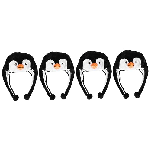 HEMOTON 4 Stück Pinguin-hut Cartoon-hut-requisite Pinguin-kostüm Plüschmütze Pinguin-spielzeug Paarkostüme Für Erwachsene Kreativer Hut Schal Pp Baumwolle Pilot Alkoholfreies Getränk Baby von HEMOTON
