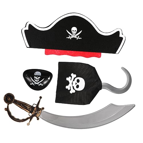 HEMOTON 4 Stück Piratenanzug Kostüm Haken Piraten-Augenmaske Kleid halloween dekoration halloween-dekoration Piraten-Performance-Requisiten Cosplay-Piraten-Requisiten Stoff von HEMOTON