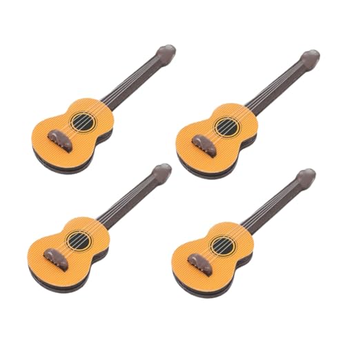HEMOTON 4 Stück Puppenhaus Gitarren-Cupcake-Topper Miniaturgeige Miniatur-Musikinstrument Gitarren-kuchenaufsatz Kleines Gitarrenspielzeug Miniaturgitarrenspielzeug Vorgeben Holz Ob11 von HEMOTON
