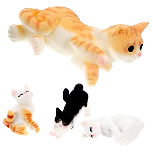 HEMOTON 4 Stück Puppenhaus Orange Katze Moos Landschaftsdekoration Katzenfigur Für Rasenszene Kreatives Kleines Katzenmodellierungsdesign Kleines Katzenornament Katzenstatue Puppenhaus von HEMOTON