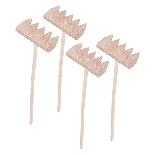 HEMOTON 4 Stück Sandrechen Zen Gartenrechen Mini Zen-sandgarten Farbiger Sand Pavillon Sandgarten Für Den Schreibtisch Für Den Strand Strandschaufel Sandkasten Mini-rechen Bambus von HEMOTON